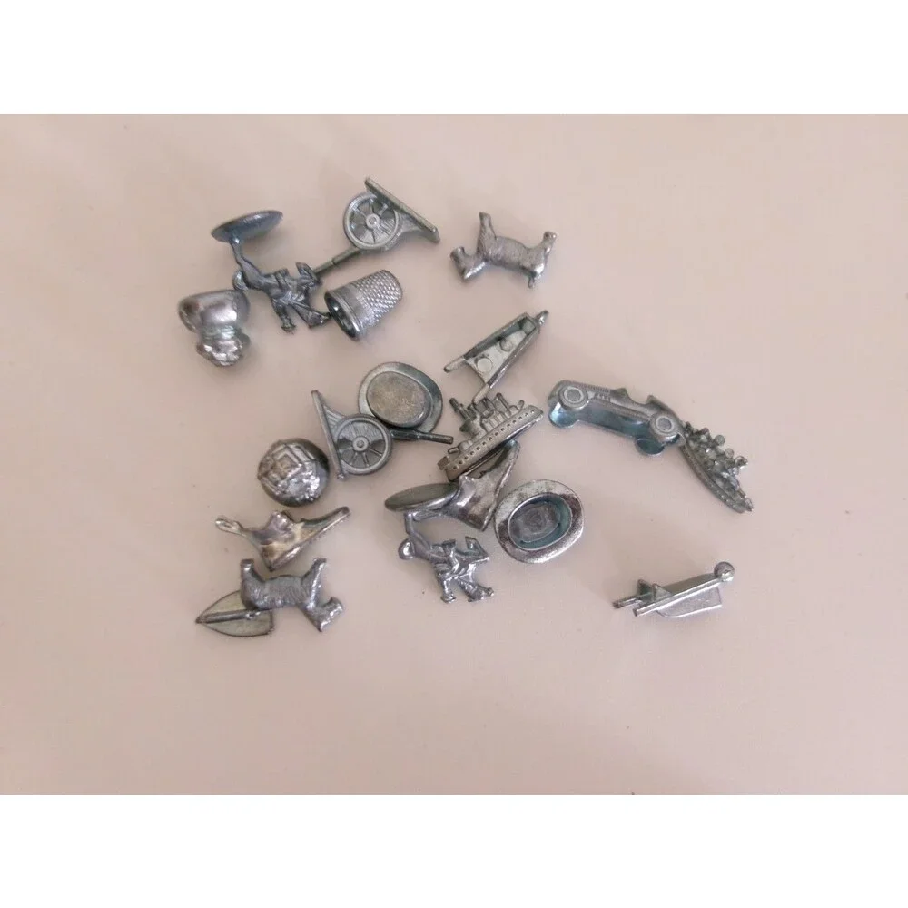 Monopoly Metal Lot of 19 Dog Shoe Car Ship Cannon Ect Replacement Game Tokens